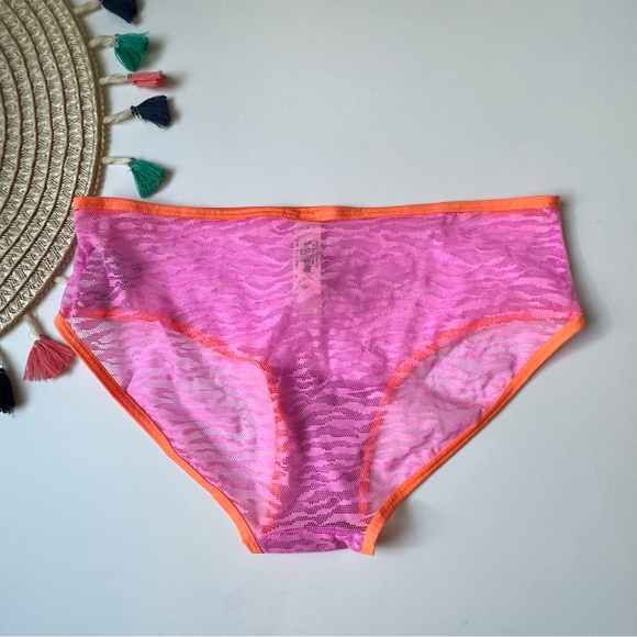 Victoria's Secret VTG Extra Low Rise Mesh Hiphugger Panty Pink Zebra Stripe Smal - Picture 3 of 4